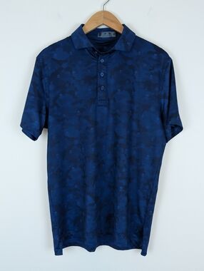 G/Fore Icon Camo Printed Short Sleeve Golf Polo - Navy Blue Skulls